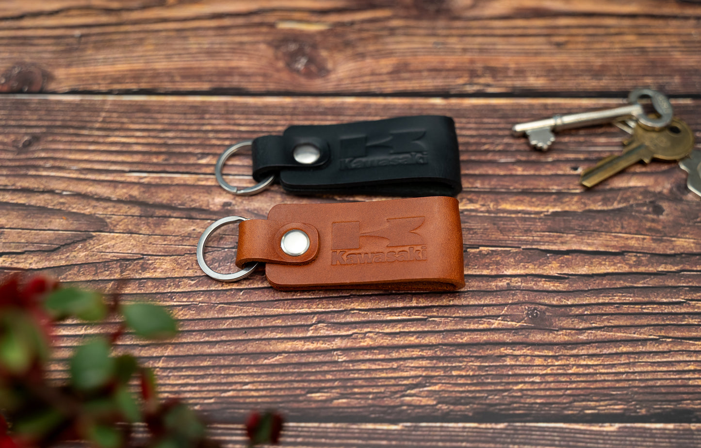 Kawasaki leather motorbike keyring