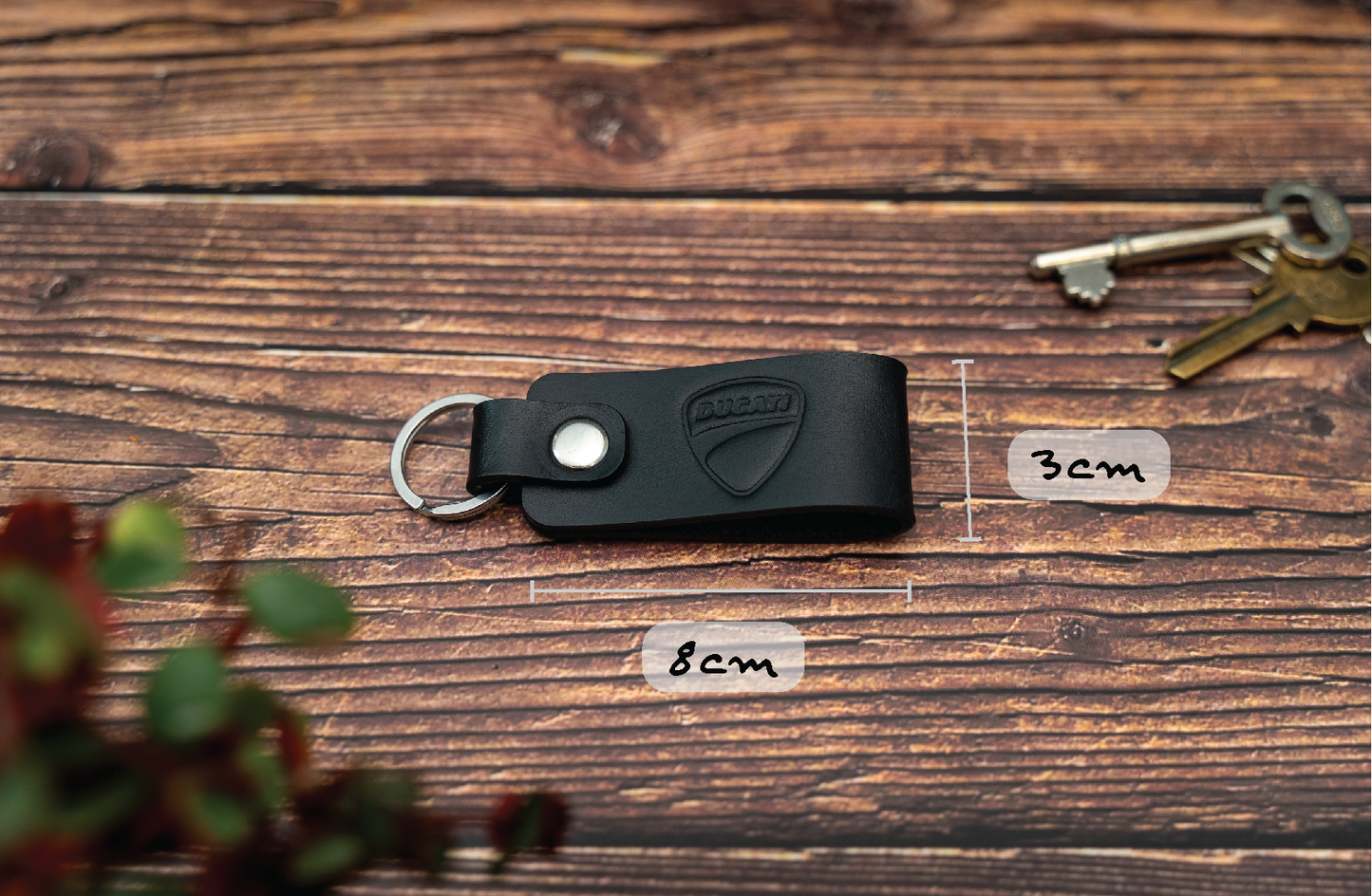 Ducati leather motorbike keyring