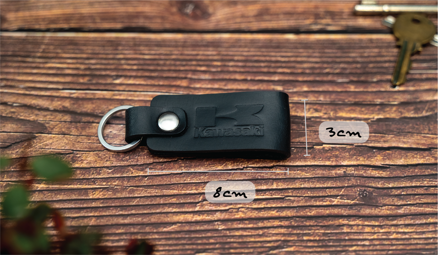 Kawasaki leather motorbike keyring