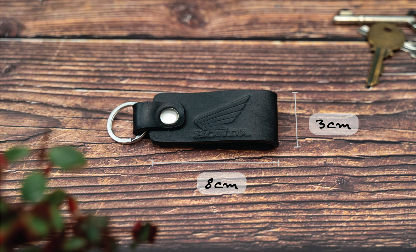 Honda leather motorbike keyring